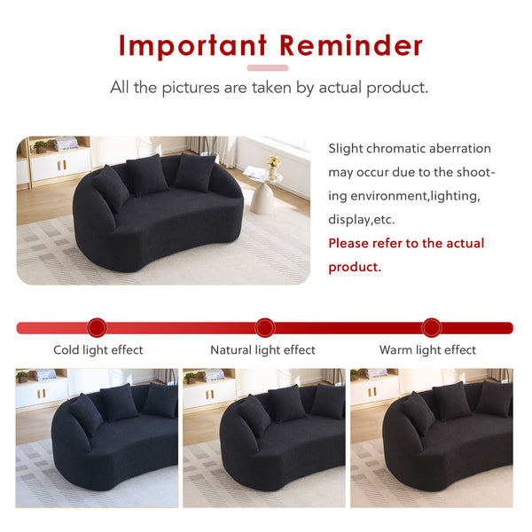 English Elm Ly-049s Curved Chenille Loveseat with Boneless Frame for Modern Living Spaces Black W2231P402442