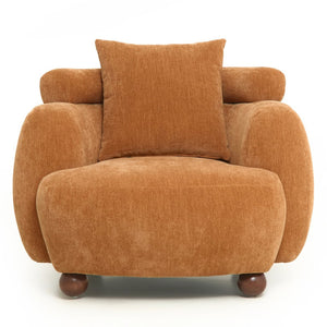 English Elm Nordic Chenille Bucket Chair Deep Cushioned Seat for Living Room Reading Lounge Brown Yellow W2901P489490