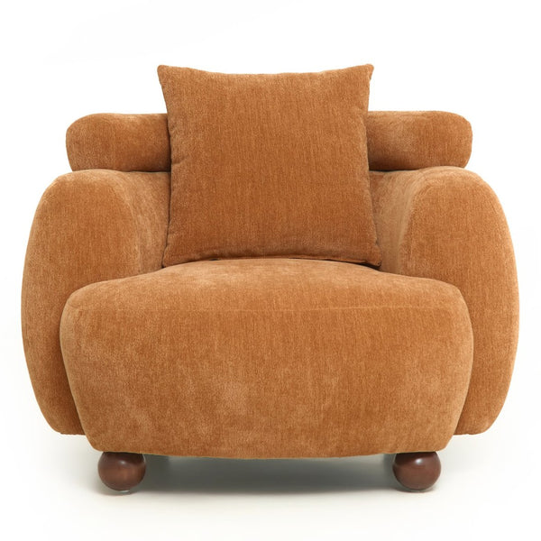 English Elm Nordic Chenille Bucket Chair Deep Cushioned Seat for Living Room Reading Lounge Brown Yellow W2901P489490