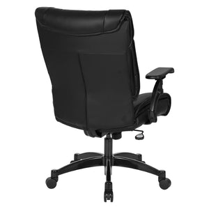 OSP Home Furnishings Leather Executive Conference Chair with Lumbar Support Pillow Top Seat and Ergonomic Arms Black 9333E-EC3