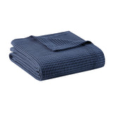 Beautyrest Cotton Waffle Weave Casual Cotton Blanket BR51N-3829 Indigo