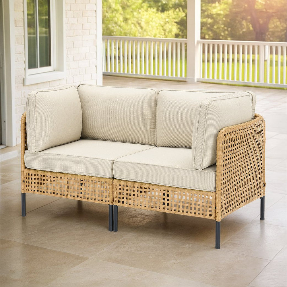 English Elm Outdoor Wicker Swivel Glider Chair Set Patio Rocker with Plush T Back Cushions T3773P419996