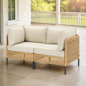 English Elm Outdoor Wicker Swivel Glider Chair Set Patio Rocker with Plush T Back Cushions T3773P419996