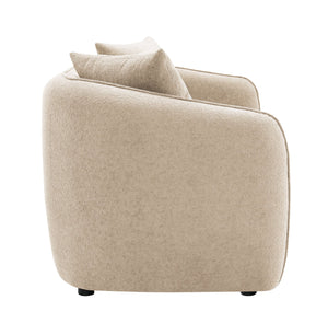 English Elm Keith Beige Chenille Sofa with Plush Toss Pillows, Durable Pine Frame, Foam Cushions, KD Design B2726P252313