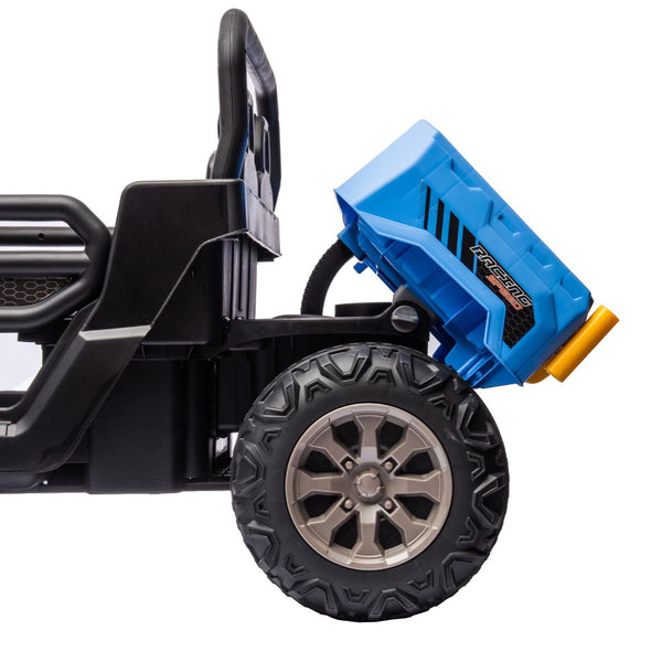 English Elm 24v Kids Ride on Dump Truck Two Seat Electric Utv with Tilting Bed and Remote Control Blue W1578P188521
