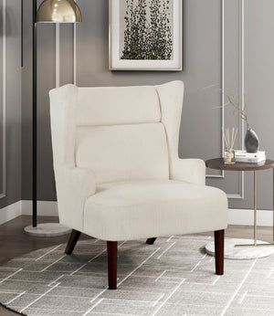 English Elm Contemporary Chenille Wingback Accent Chair with Solid Wood Legs, High-Density Foam Comfort Lounge Beige 30.5 L x 28.5 W x 17.5 H B011P304419