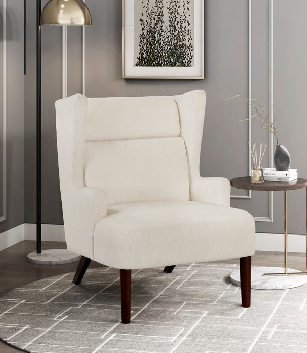 English Elm Contemporary Chenille Wingback Accent Chair with Solid Wood Legs, High-Density Foam Comfort Lounge Beige 30.5 L x 28.5 W x 17.5 H B011P304419