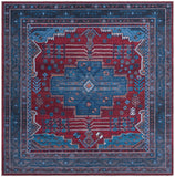 Unique Loom Mangata Molly Machine Made Medallion Rug Red and Blue, Ivory/Light Blue/Light Brown/Gray 7' 10" x 7' 10"