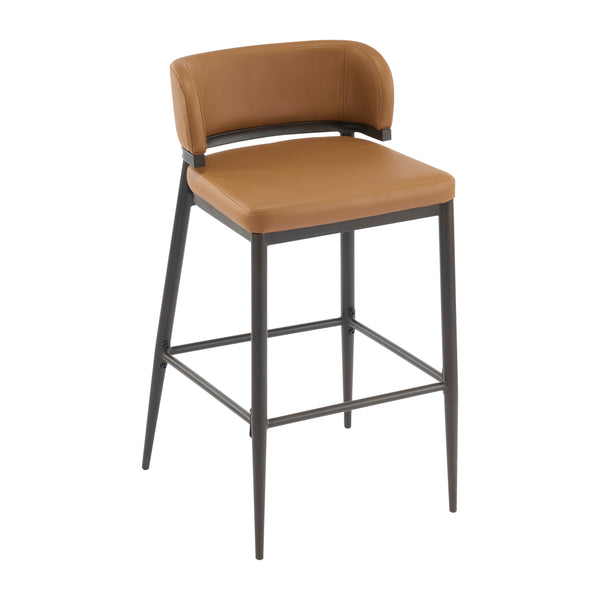 English Elm Christopher Knight Home® - Metal Industrial Leathaire Barstool Set of 2 with Comfortable Seat, Footrest, Non‑Slip Feet, Durable Frame Brown N771P247188W