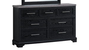 English Elm Grande Six Drawer Dresser Black Laminate Faux Granite Top with Chrome Hardware B078P497910