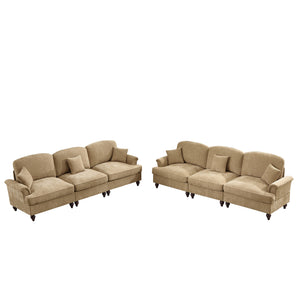 English Elm Classic Chenille Sleeper Sofa With Flared Arms, Ruffled Skirts & Modular Ottomans For Versatile Comfort W3041S00248