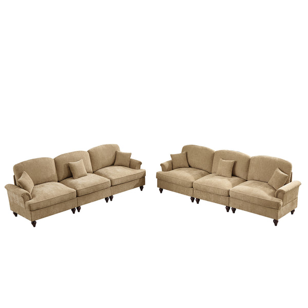 English Elm Classic Chenille Sleeper Sofa With Flared Arms, Ruffled Skirts & Modular Ottomans For Versatile Comfort W3041S00248