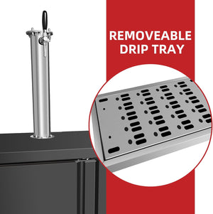 English Elm Beer Kegerator Full Size Dual Tap Draft Dispenser with Stainless Steel Column D858098812