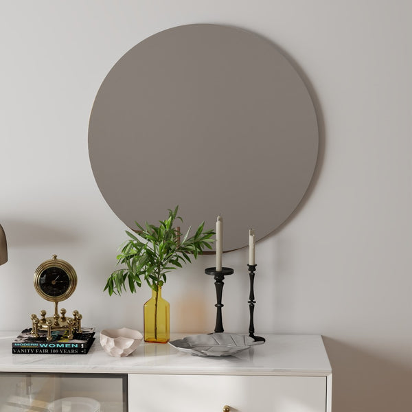 English Elm 80cm Round Float Glass Wall Mirror Polished Edge Vanity Bathroom Hallway Decor W3151P265970