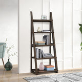 English Elm 5-Tier Shelves,Bookshelf, Storage Rack, Bookcase With Rubber Wood Frame, Ladder Shelf For Living Room, Home Office, Kitchen, Bedroom, Apartment ,Rustic Brown