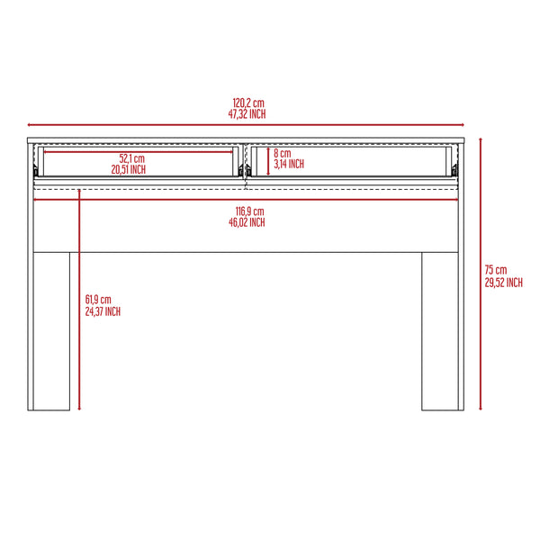 English Elm Acre Grey Writing Computer Desk with Two Drawers, 47.3" Work Surface, 29.4" Height for Comfort B070P188821