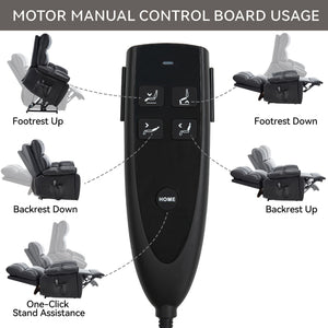 English Elm Black Leatheraire Power Lift Recliner with Massage Heat and 350 Lb Dual Motor W1803P340318