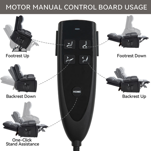 English Elm Black Leatheraire Power Lift Recliner with Massage Heat and 350 Lb Dual Motor W1803P340318