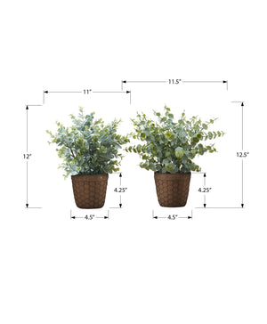 English Elm Artificial Succulent Set of 2 in Chrome Pots — Lifelike 7" Faux Plants with Pebble Top Dressings, No Maintenance Green 14 L x 12 W x 7 H B2710P287115