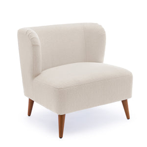 English Elm Veda Boucle Accent Chair Milky White - Cozy Armless Wrapback Design, Pocket Coil Seat, Chestnut Legs B050P229957