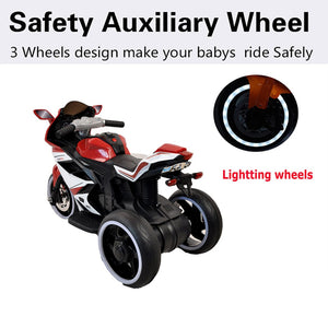 English Elm 6v Kids Ride on Motorcycle with Led Wheels Mp3 Player and Sport Bike Style for Toddlers Red W1760110304