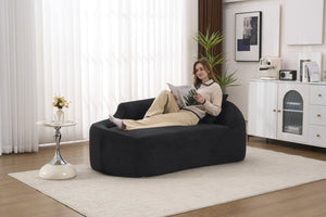 English Elm Ly-048 Sculpted Chenille Chaise Lounge Convertible Sleeper Sofa for Modern Living Spaces Black W2231P401731