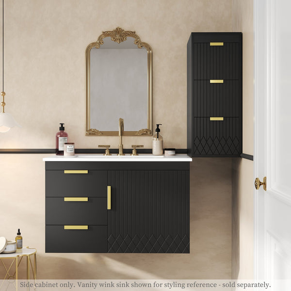 English Elm Wall Mounted Floating Cabinet with Adjustable Height and Modular Design for Custom Bathroom Storage Black N710P324099B