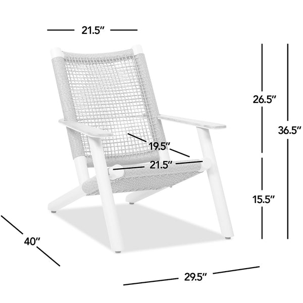 English Elm Jennifer Taylor Home - Atlas Adirondack Chair Natural Beige | All-Weather Wicker, Teak Armrests, Rust-Resistant Aluminum, Relaxed Recline Comfort B2719P320846