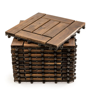 English Elm 12 Inch Acacia Wood Interlocking Patio Deck Tiles Natural Grain Outdoor Flooring T3656P456183