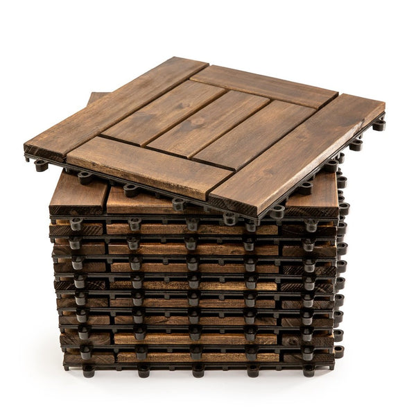 English Elm 12 Inch Acacia Wood Interlocking Patio Deck Tiles Natural Grain Outdoor Flooring T3656P456183