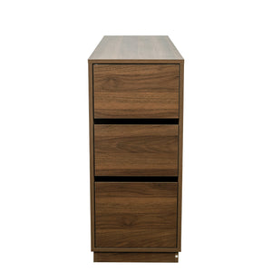 English Elm Kitchen Small Sideboard Countertop Organizer with Sliding Glass Doors, 3 Drawers & Display Shelf, Modern Storage Cabinet W331P289098