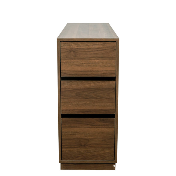 English Elm Kitchen Small Sideboard Countertop Organizer with Sliding Glass Doors, 3 Drawers & Display Shelf, Modern Storage Cabinet W331P289098