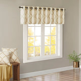 Madison Park Saratoga Modern/Contemporary Fretwork Print Grommet Top Window Valance MP41-3601 Beige/Gold