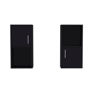 English Elm Oba Wall-Mounted 2-Pc Medicine Cabinet in Black — Compact Engineered Wood, 4 Shelves, Space-Saving Design B070P188846