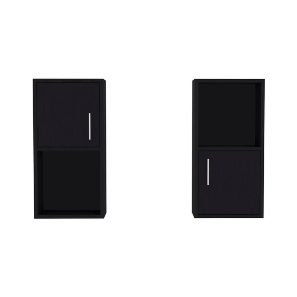 English Elm Oba Wall-Mounted 2-Pc Medicine Cabinet in Black — Compact Engineered Wood, 4 Shelves, Space-Saving Design B070P188846