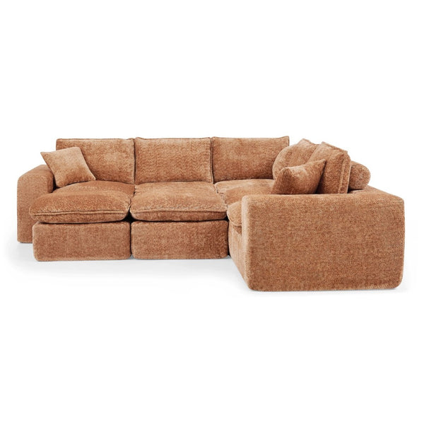 English Elm 107'' Boucle Modular Sectional with Reversible Chaise and Two Ottomans for Living Room Orange W1413S00169