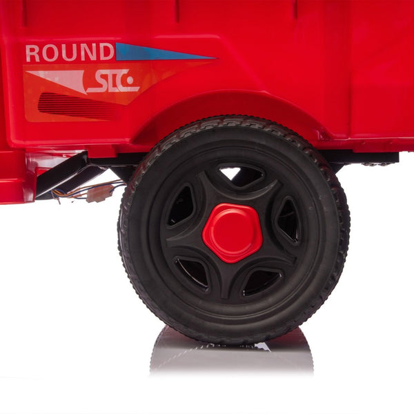English Elm 12v Kids Electric Cargo Trike with Led Lights Wide Seat Anti-slip Wheels Toddler Ride On Red W1578P336051