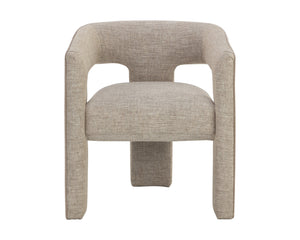 Sunpan Krasner Dining Armchair - Modern Design with Rhapsody Sand Upholstery & Mocha Contrast Piping