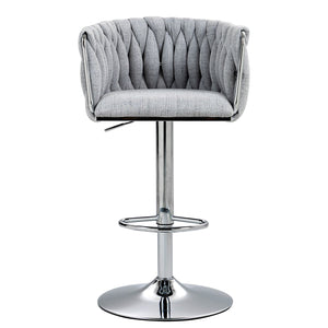 English Elm 360° Swivel Bar Stools Set of 2 with High-Rebound Cushions, Adjustable Counter Height, Sleek Chrome Frame for Kitchen Island and Cafe Seating Gray W2215P184994