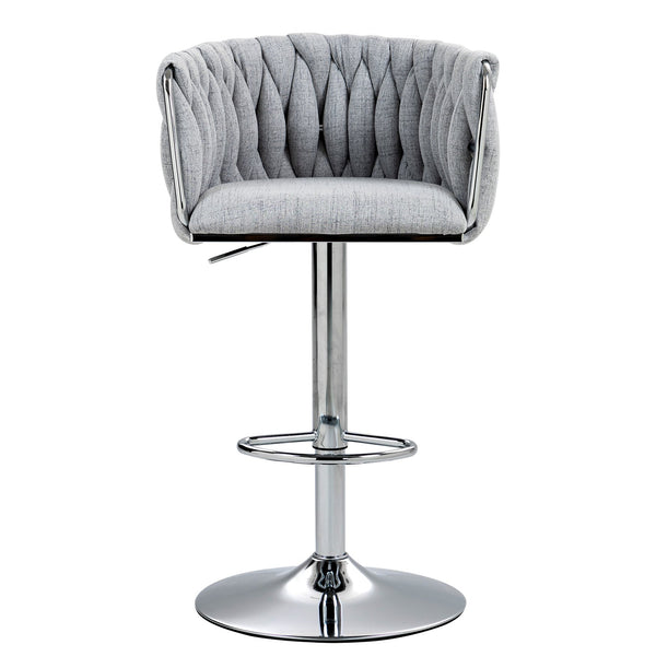 English Elm 360° Swivel Bar Stools Set of 2 with High-Rebound Cushions, Adjustable Counter Height, Sleek Chrome Frame for Kitchen Island and Cafe Seating Gray W2215P184994