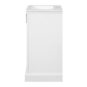English Elm 16-inch French Bathroom Vanity with Ceramic Undermount Sink, Soft-Close Door, Vintage Carvings, White N710P330979K