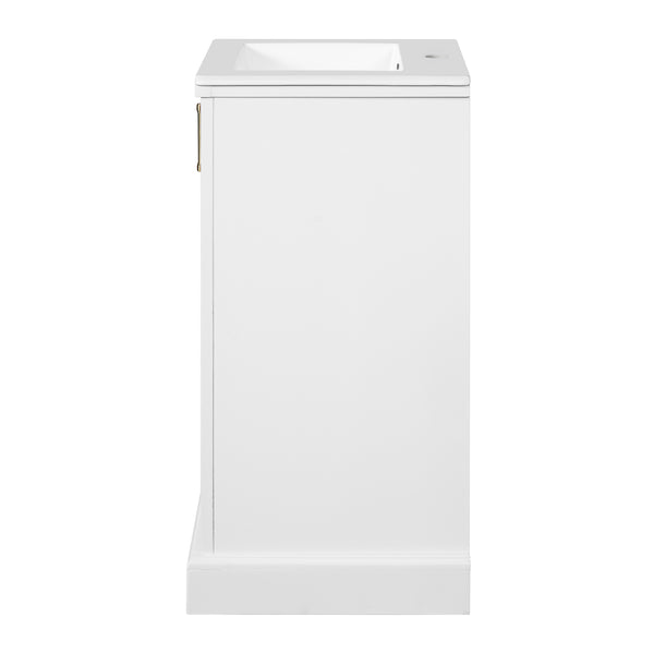 English Elm 16-inch French Bathroom Vanity with Ceramic Undermount Sink, Soft-Close Door, Vintage Carvings, White N710P330979K