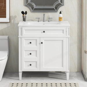 English Elm 30'' Modern Bathroom Vanity With Ceramic Sink, Soft-Close Drawers & Stylish Storage Cabinet Solutions N710P206904Z