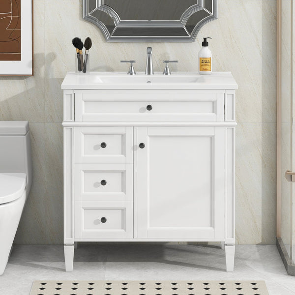 English Elm 30'' Modern Bathroom Vanity With Ceramic Sink, Soft-Close Drawers & Stylish Storage Cabinet Solutions N710P206904Z
