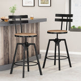 Christopher Knight Home® Modern Industrial Firwood Adjustable Height Swivel Barstools, Set of 2, Antique Black/Silver