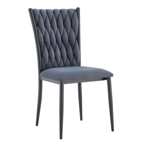 English Elm Elegant Tufted Velvet Dining Chair High Back Foam Seat Tapered Metal Legs Glam W1512P491435