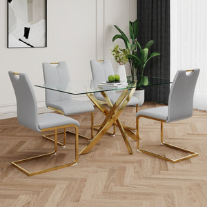 English Elm Modern Faux Leather Dining Side Chairs with Chrome Legs Ergonomic Set of 2 W210127296