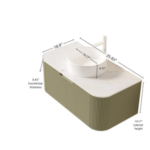 English Elm Dina Floating Bathroom Vanity Sintered Stone Top Glass Basin Striped Plywood Cabinet W2615S00561