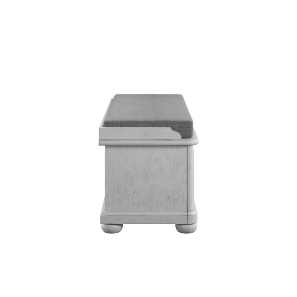 English Elm Wallace & Bay - Gray Storage Bench with Oyster Shell Coastal Style, Solid Wood, 48" Seat, Hidden Storage, Easy Care B2709P212314