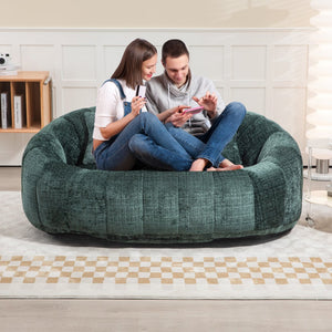 English Elm Bean Bean Bag Sofa High-Density Memory Foam Two-Seater Lounger High Back Chenille Cozy Support Emerald W395P181435